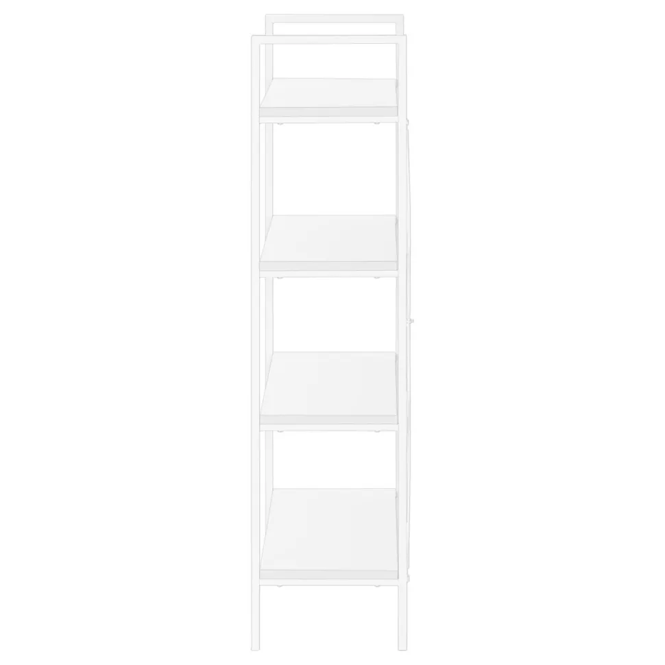 Bookshelf, Bookcase, 4 Tier, 48"H, Office, Bedroom, White Laminate, White Metal, Contemporary, Modern