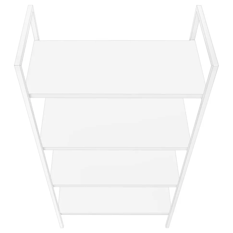 Bookshelf, Bookcase, 4 Tier, 48"H, Office, Bedroom, White Laminate, White Metal, Contemporary, Modern