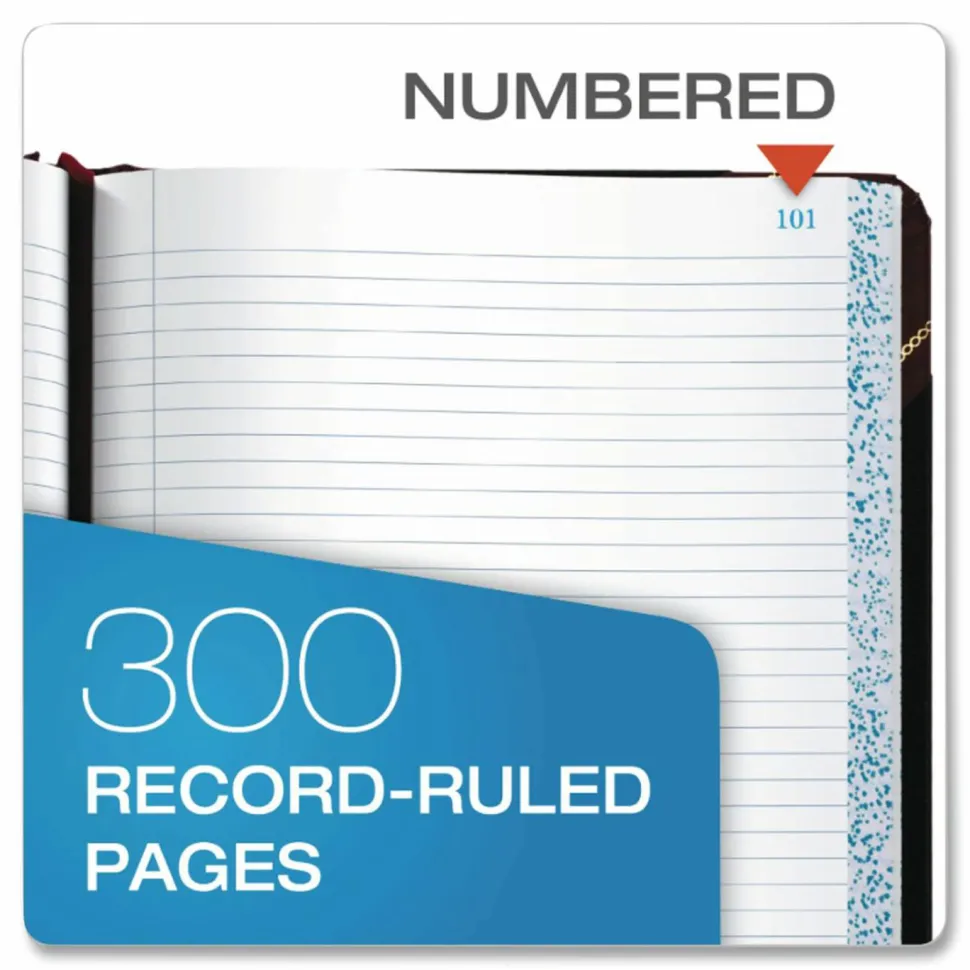Boorum & Pease Account Book, Record, 7 5/8" x 9 5/8", 150 Pages, Black/Burgundy