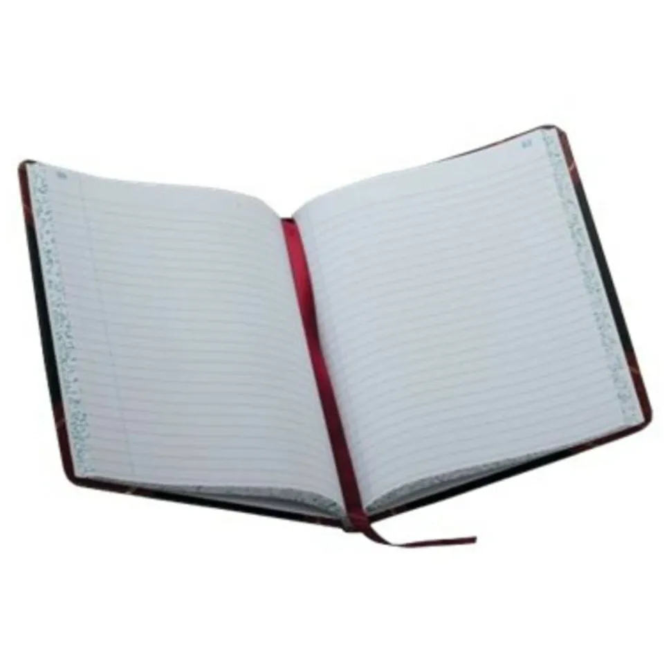 Boorum & Pease Account Book, Record, 7 5/8" x 9 5/8", 150 Pages, Black/Burgundy