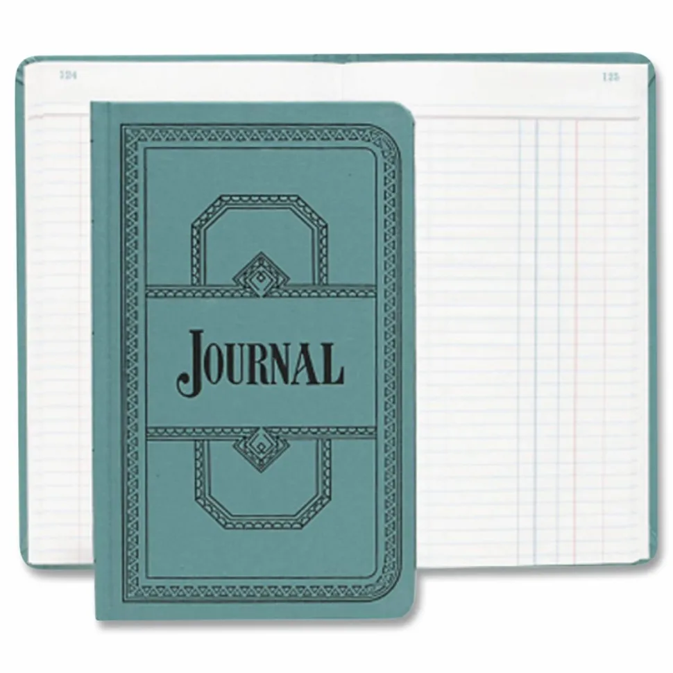 Boorum & Pease Canvas Account Book, Journal, 16 Lb., 12 1/8" x 7 5/8", 300 Pages, Blue