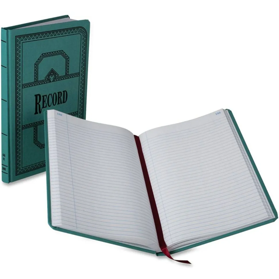 Boorum & Pease Canvas Account Book, Record, 16 Lb., 12 1/8" x 7 1/2", 300 Pages, Blue