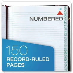 Boorum & Pease Record Rule Log Book, 150 Sheets, 8" x 10-7/16", Black/Red