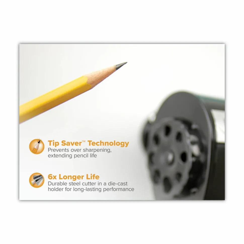 Bostitch Metal Manual Pencil Sharpener, Manually-Powered, 5.44" x 2.69" x 4.33", Black