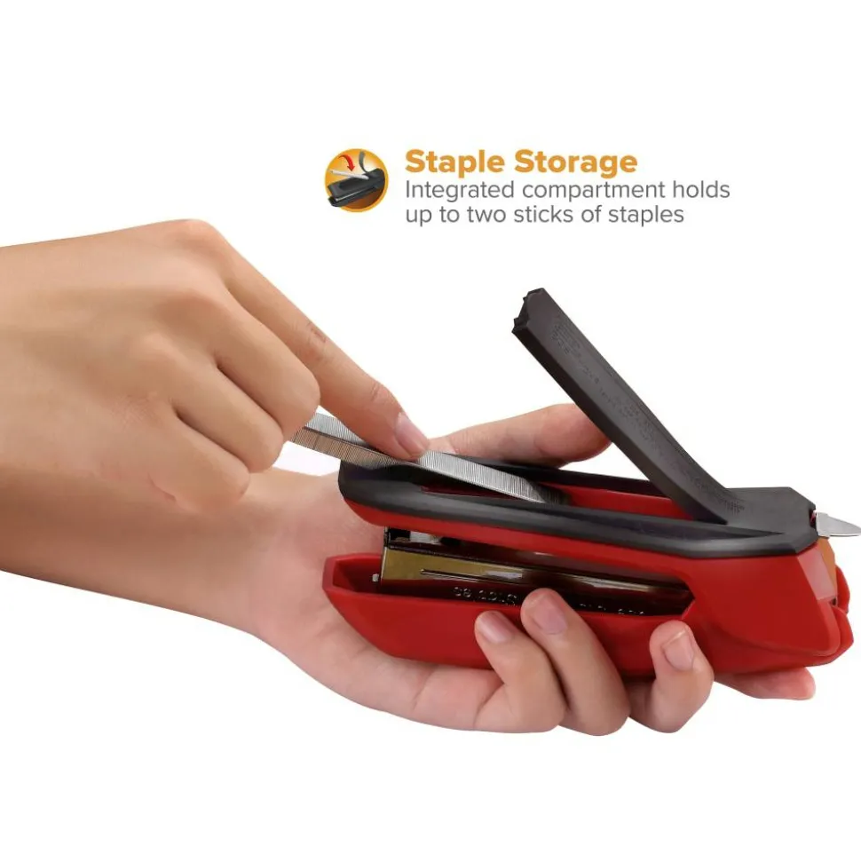 Bostitch Ascend Stapler With Antimicrobial Protection, 70% Recycled, Red
