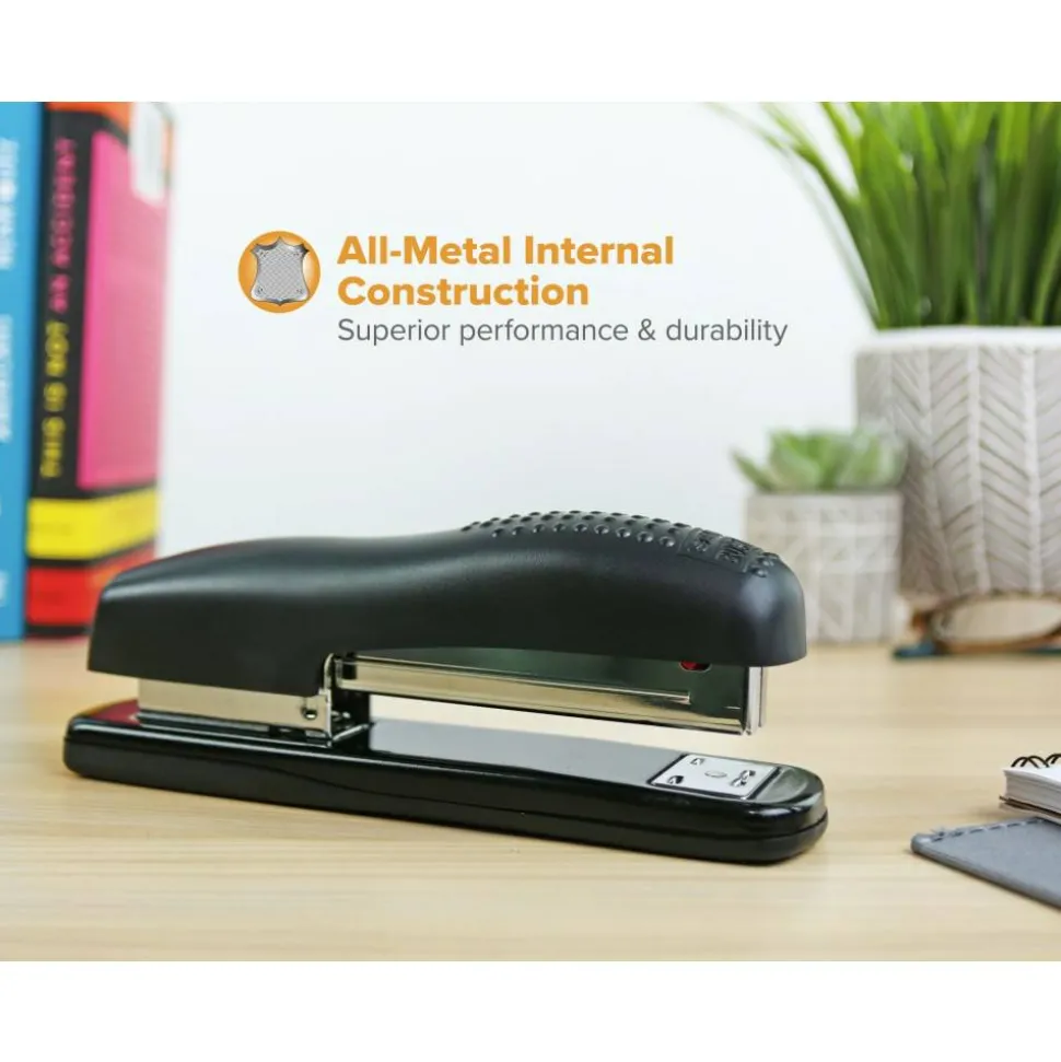 Bostitch Ergonomic Desktop Stapler, 20 Sheets Capacity, Black