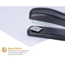 Bostitch Ergonomic Desktop Stapler, 20 Sheets Capacity, Black