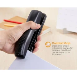 Bostitch Ergonomic Desktop Stapler, 20 Sheets Capacity, Black