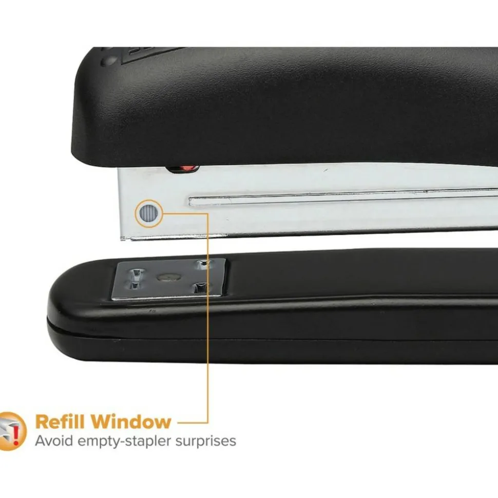 Bostitch Ergonomic Desktop Stapler, 20 Sheets Capacity, Black