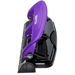 Bostitch EZ Squeeze Three-Hole Punch, 12 Sheet Capacity, Purple