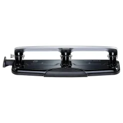 Bostitch EZ Squeeze Three-Hole Punch, 12 Sheet Capacity, Black/Silver