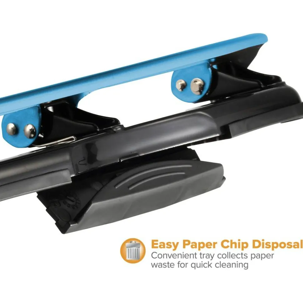 Bostitch EZ Squeeze Three-Hole Punch, 12 Sheet Capacity, Blue