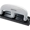 Bostitch EZ Squeeze Three-Hole Punch, 20 Sheet Capacity, Black/Silver