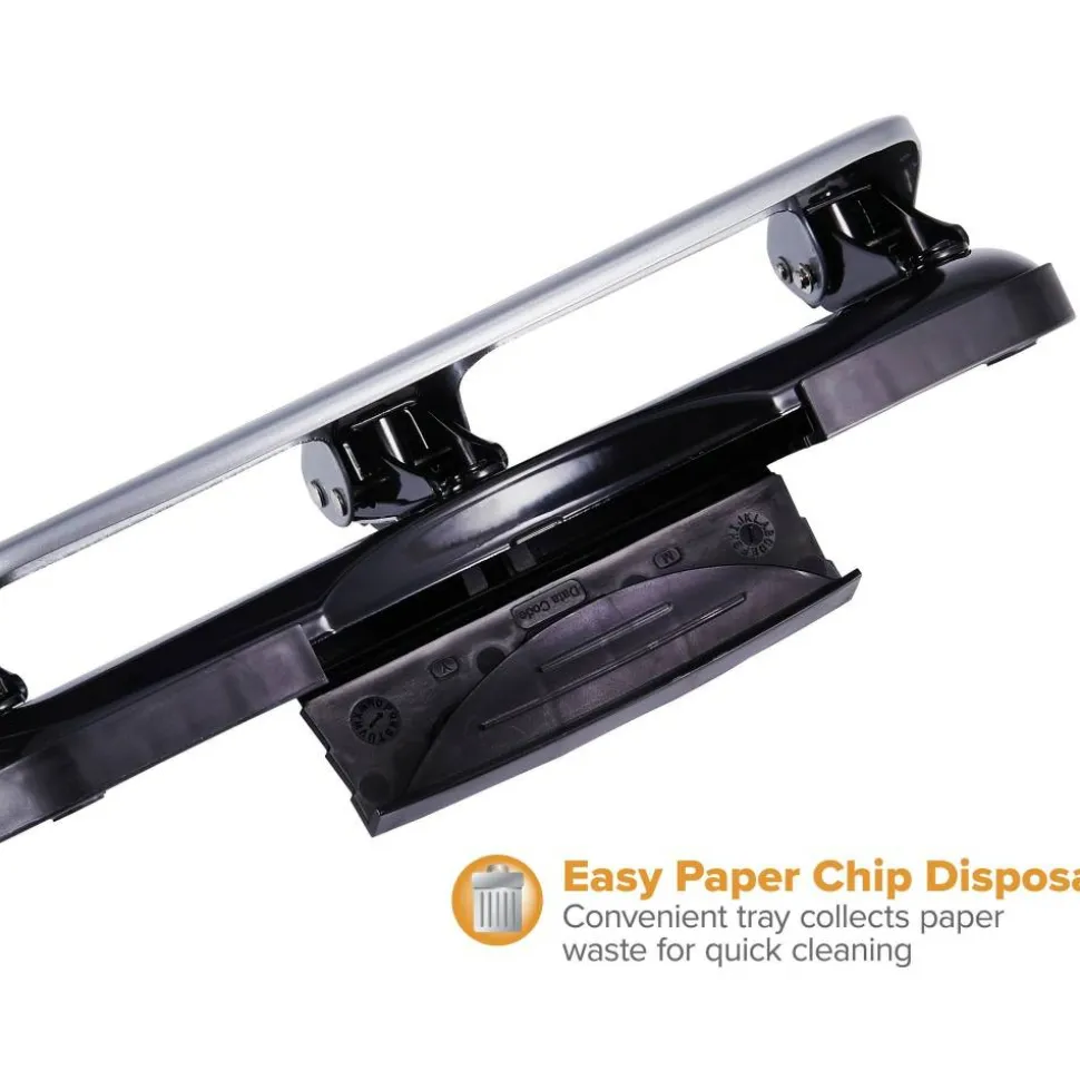 Bostitch EZ Squeeze Three-Hole Punch, 20 Sheet Capacity, Black/Silver