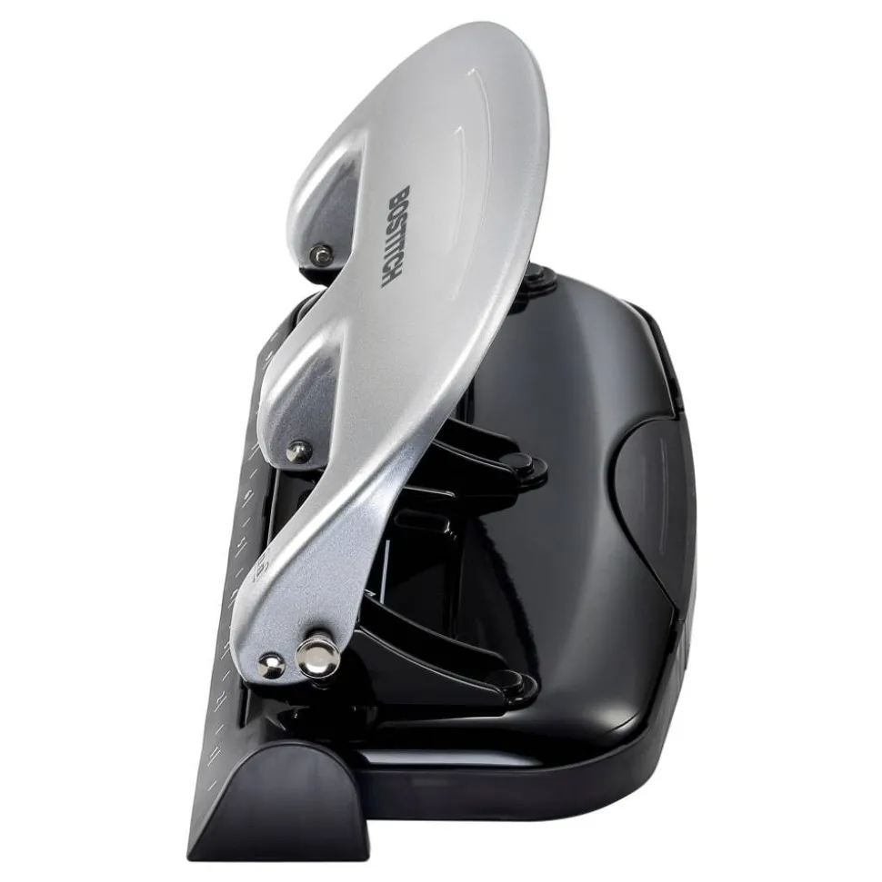 Bostitch EZ Squeeze Three-Hole Punch, 20 Sheet Capacity, Black/Silver