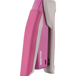 Bostitch InCourage Spring-Powered Desktop Stapler With Antimicrobial Protection, 20 Sheets Capacity, Pink/White