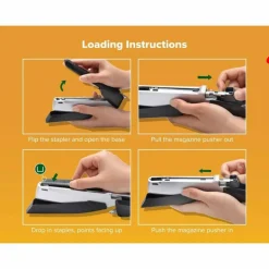 Bostitch inPOWER+28 Executive One-Finger 3-in-1 Eco-Friendly Desktop Stapler, 28-Sheet Capacity, Black/Silver