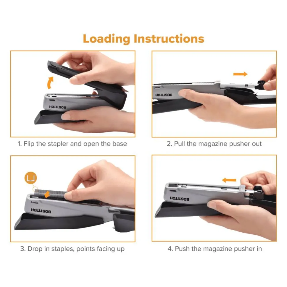 Bostitch InPower One-Finger Eco-Friendly Desktop Stapler, 25-Sheet Capacity, Black/Gray