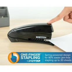 Bostitch Inspire Spring-Powered Desktop Stapler, 20 Sheets Capacity, Black