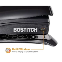 Bostitch Inspire Spring-Powered Desktop Stapler, 20 Sheets Capacity, Black