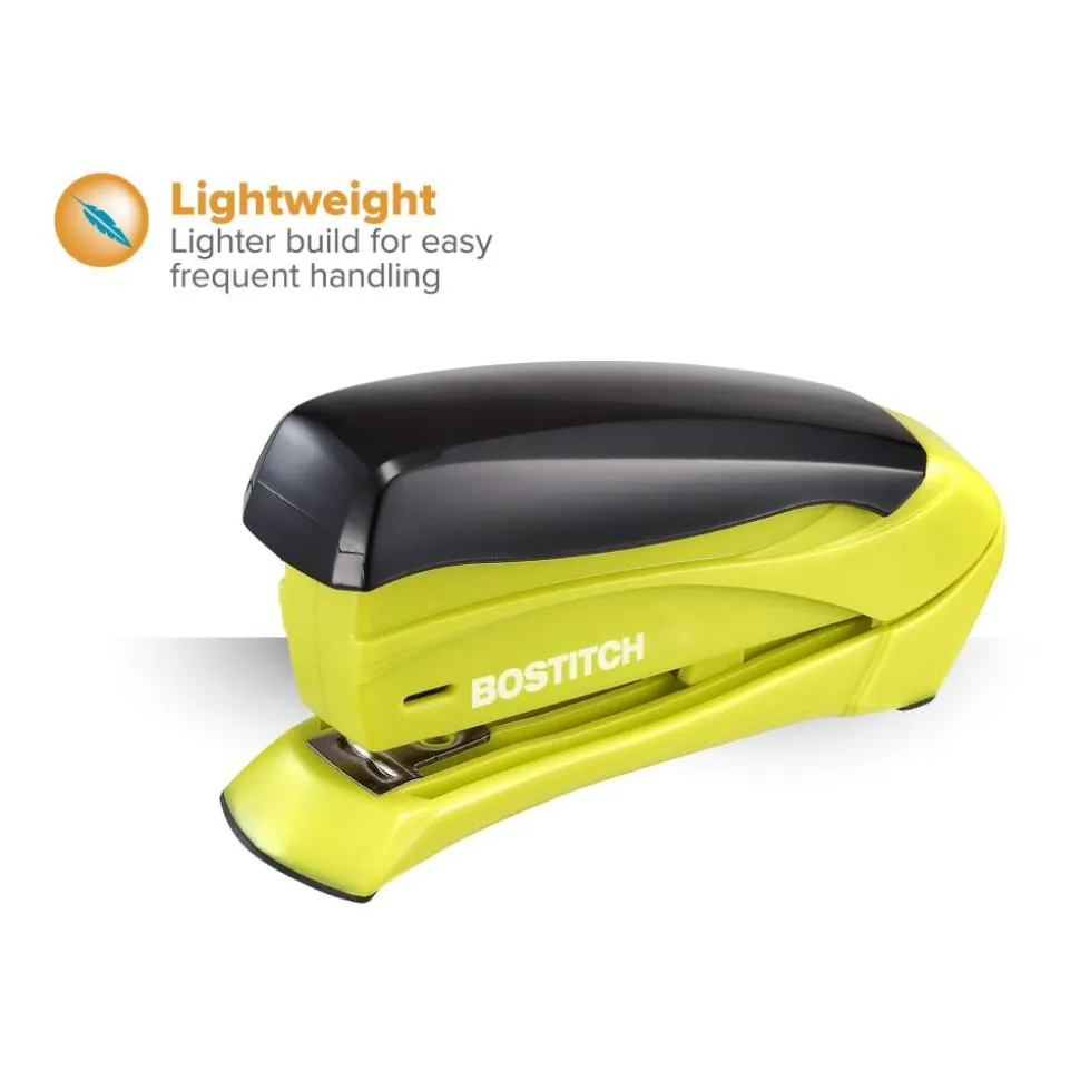 Bostitch Inspire Spring-Powered Compact Stapler, 15 Sheet Capacity, Assorted Colors