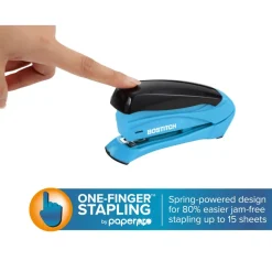 Bostitch Inspire Spring-Powered Compact Stapler, 15 Sheet Capacity, Assorted Colors