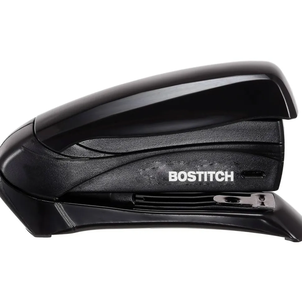 Bostitch Inspire Spring-Powered Compact Stapler, 15 Sheet Capacity, Black