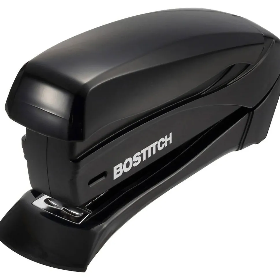 Bostitch Inspire Spring-Powered Compact Stapler, 15 Sheet Capacity, Black