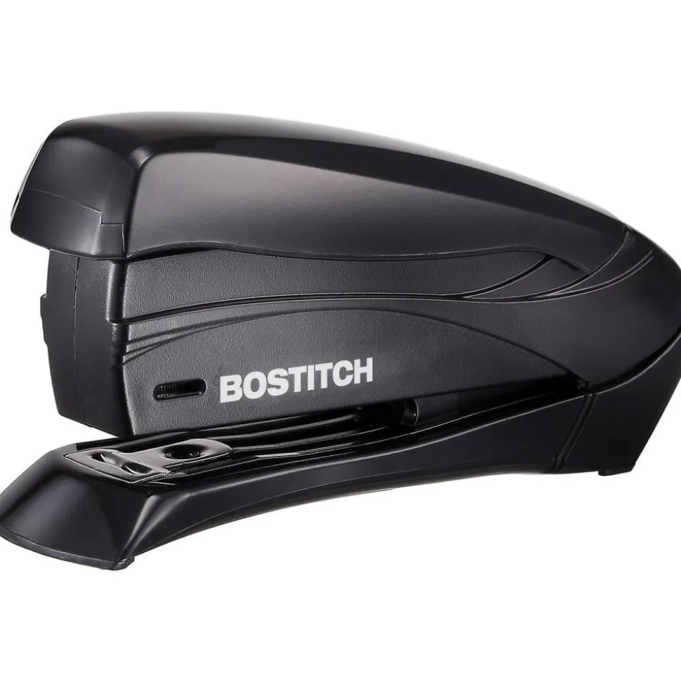 Bostitch Inspire Spring-Powered Compact Stapler, 15 Sheet Capacity, Black