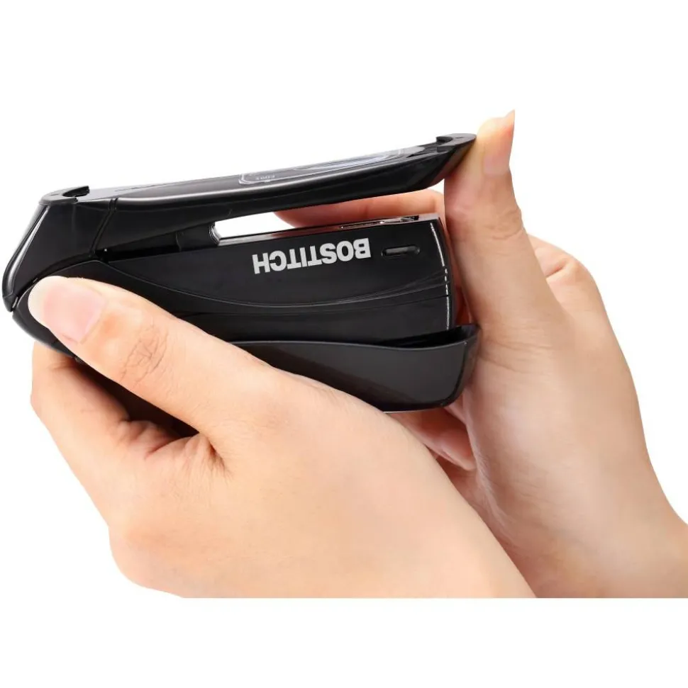 Bostitch Inspire Spring-Powered Compact Stapler, 15 Sheet Capacity, Black