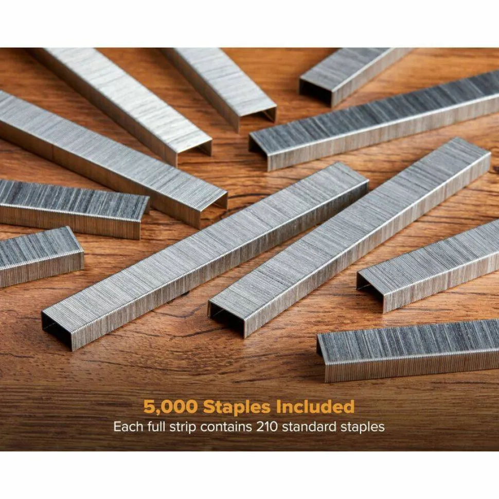 Bostitch Premium Standard Staples With Plastic Box, 1/4" Size, Full Strip, Box Of 5,000