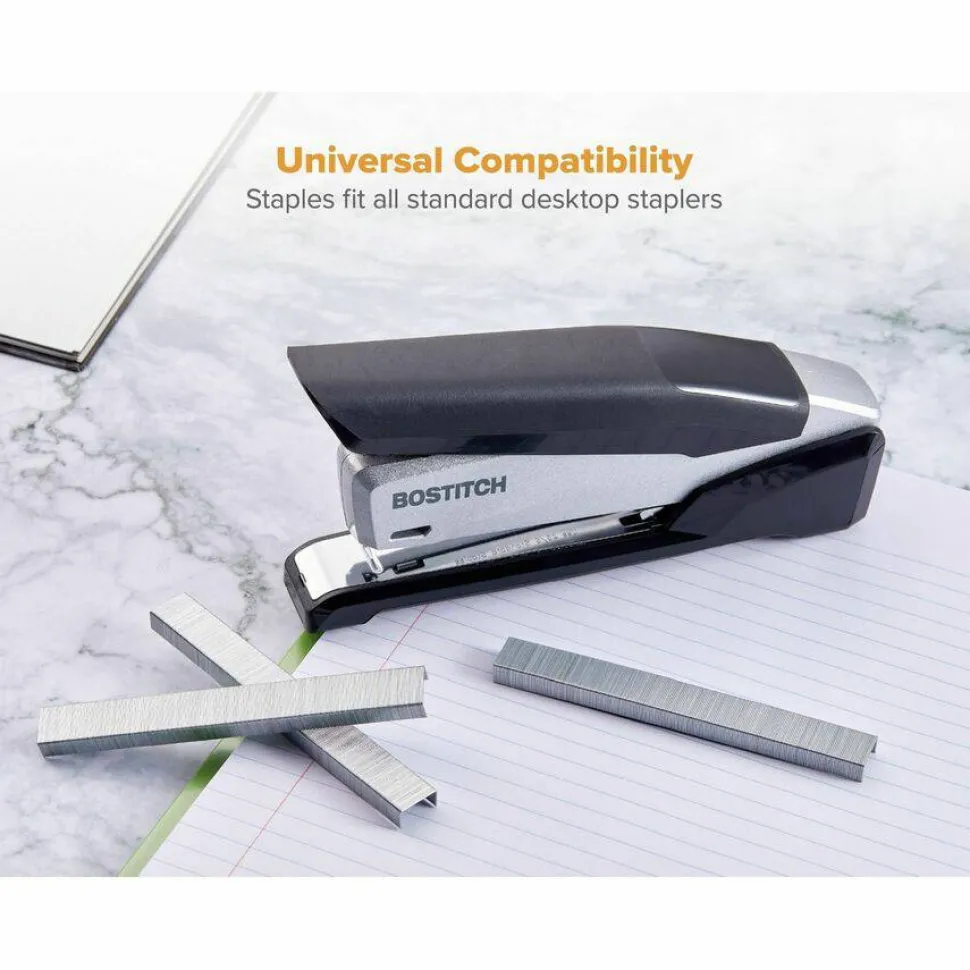Bostitch Premium Standard Staples With Plastic Box, 1/4" Size, Full Strip, Box Of 5,000