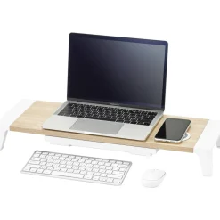 Bostitch Wooden Monitor Stand with Wireless Charging Pad, 9.8