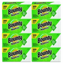 Bounty Quilted Napkins, 1-Ply, 12.1 x 12, White, 200/Pack, 8 Packs/Carton