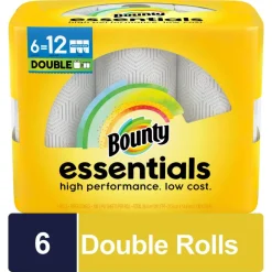 Bounty Essentials Select-A-Size Paper Towels, 6 Double Rolls Total/108 Sheets Per Roll, White