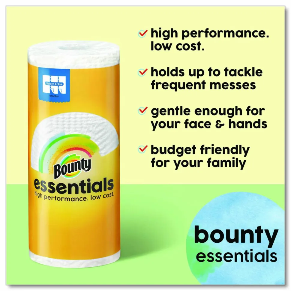 Bounty Essentials Select-A-Size Kitchen Roll Paper Towels, 2-Ply, 108 Sheets/Roll, 12 Rolls/Carton