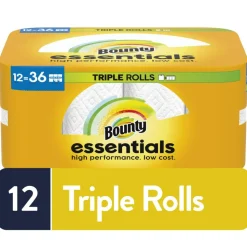 Bounty Paper Towels Essentials 2-Ply Select-A-Size Triple Rolls, 12 Rolls Total/162 Sheets Per Roll, White