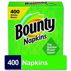 Bounty Quilted Napkins, 1-Ply, 12.1 x 12, White, 400/Pack, 4 Packs/Carton