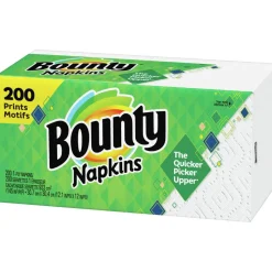 Bounty Quilted 1-Ply Napkins, White, Pack Of 200 Napkins