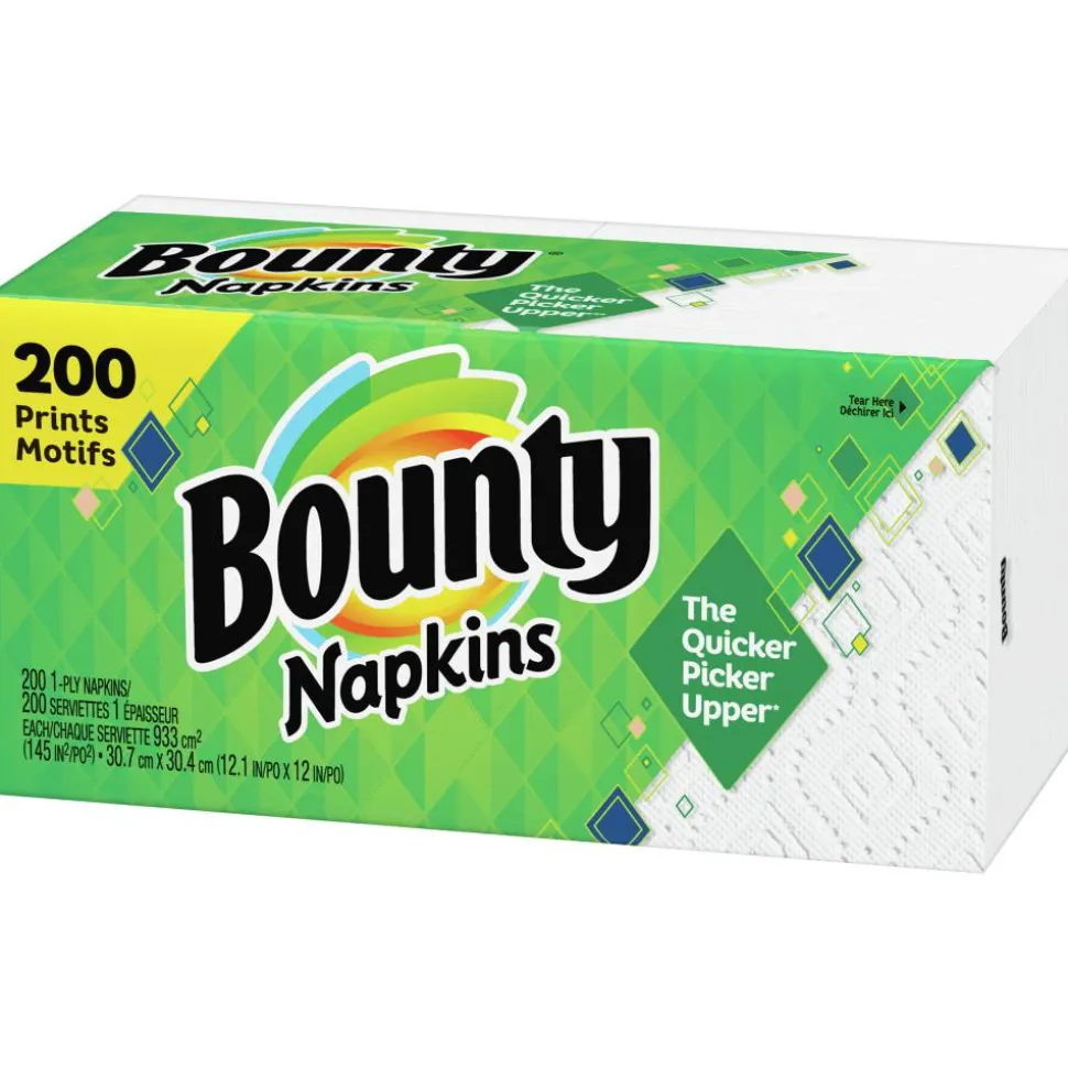 Bounty Quilted 1-Ply Napkins, White, Pack Of 200 Napkins