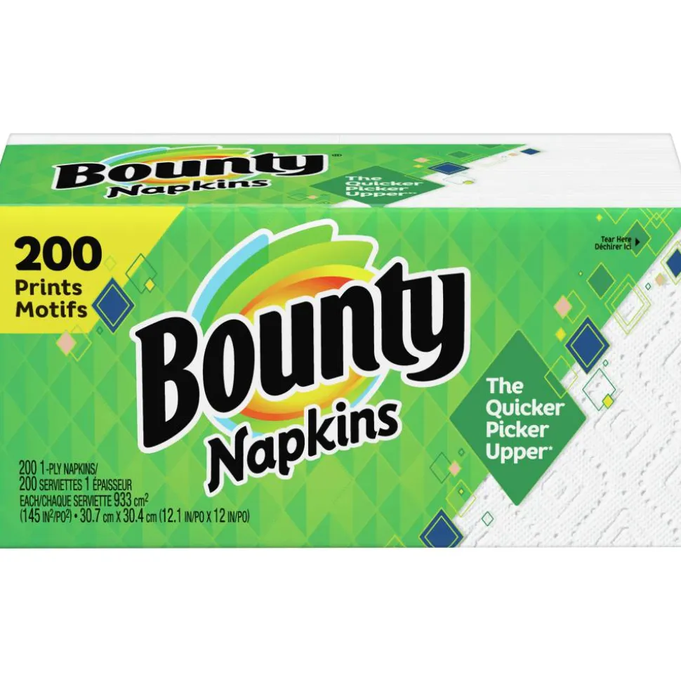 Bounty Quilted 1-Ply Napkins, White, Pack Of 200 Napkins