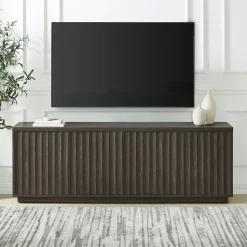 Bourne Rectangular Fluted TV Stand for TV's up to 75" in Brown Oak