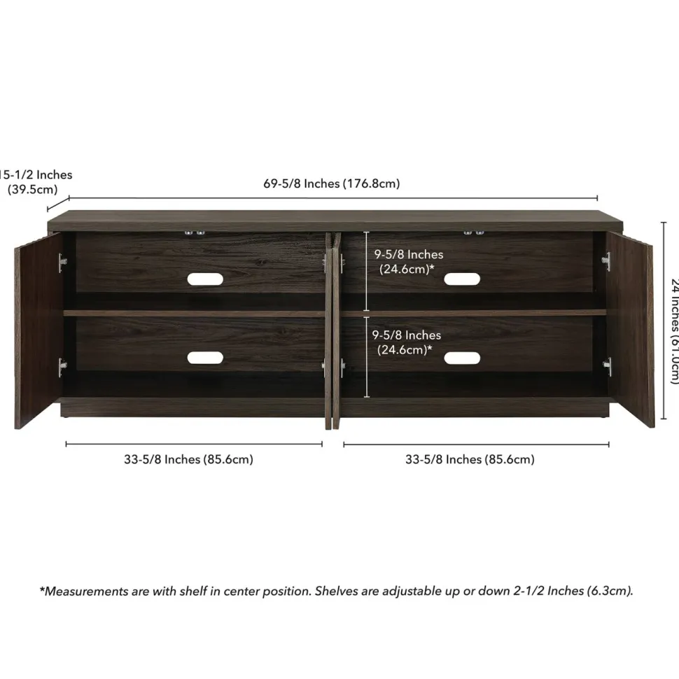 Bourne Rectangular Fluted TV Stand for TV's up to 75" in Brown Oak