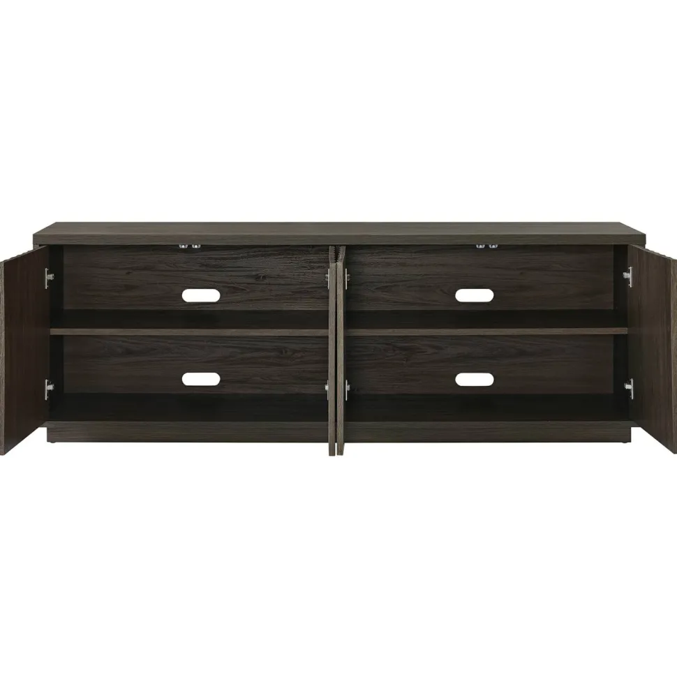 Bourne Rectangular Fluted TV Stand for TV's up to 75" in Brown Oak