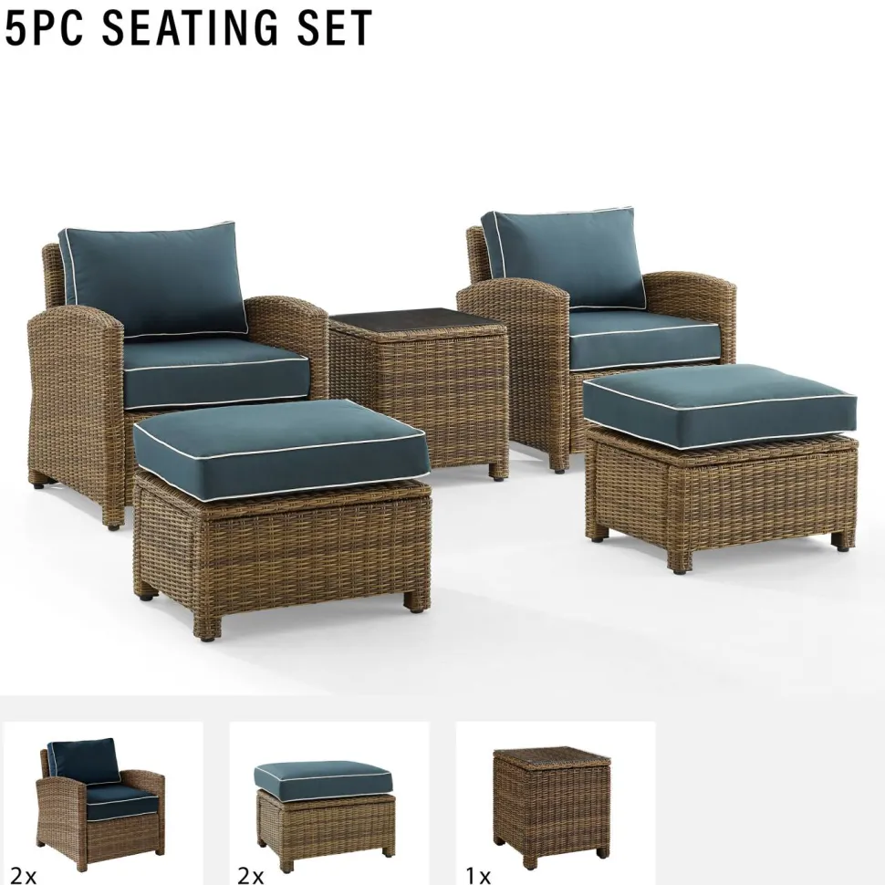 Bradenton 5Pc Outdoor Wicker Armchair Set