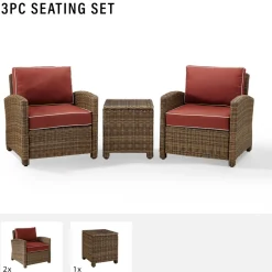 Bradenton 3Pc Outdoor Wicker Armchair Set