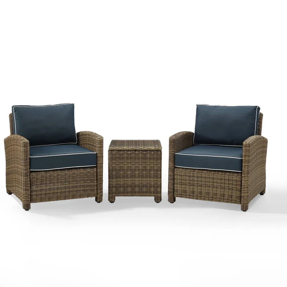Bradenton 3Pc Outdoor Wicker Armchair Set
