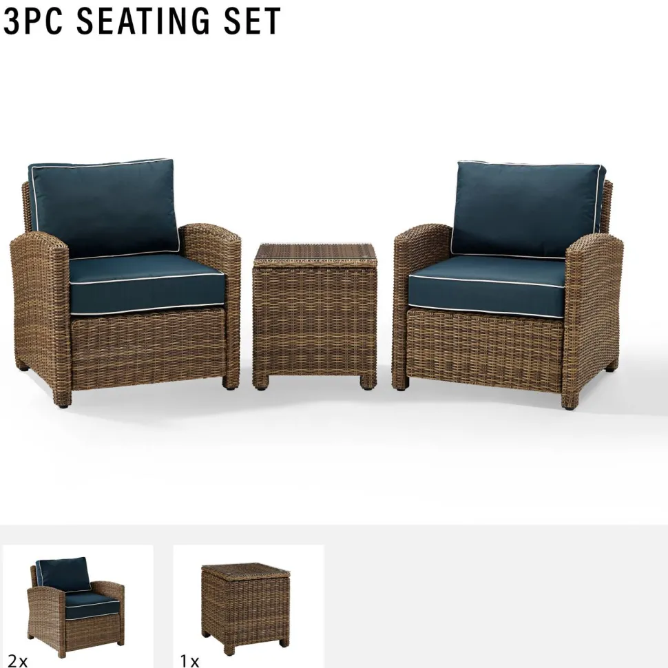Bradenton 3Pc Outdoor Wicker Armchair Set