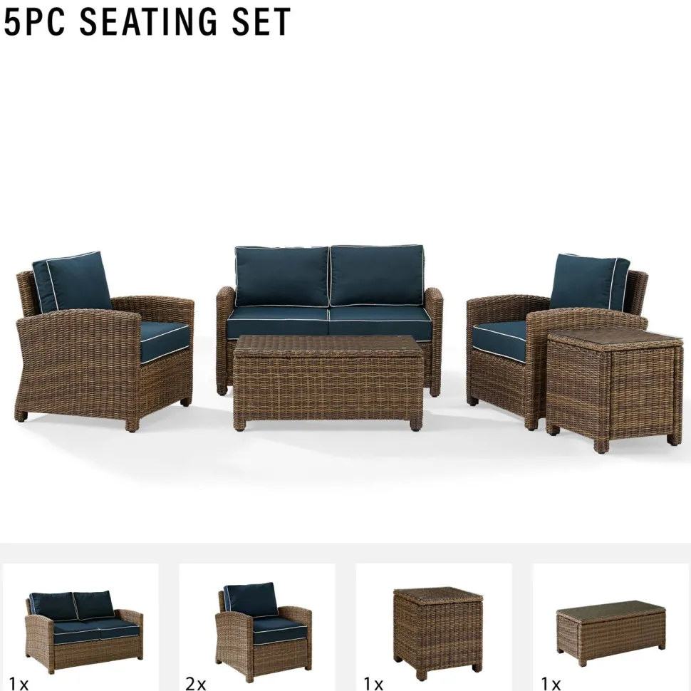 Bradenton 5Pc Outdoor Wicker Conversation Set
