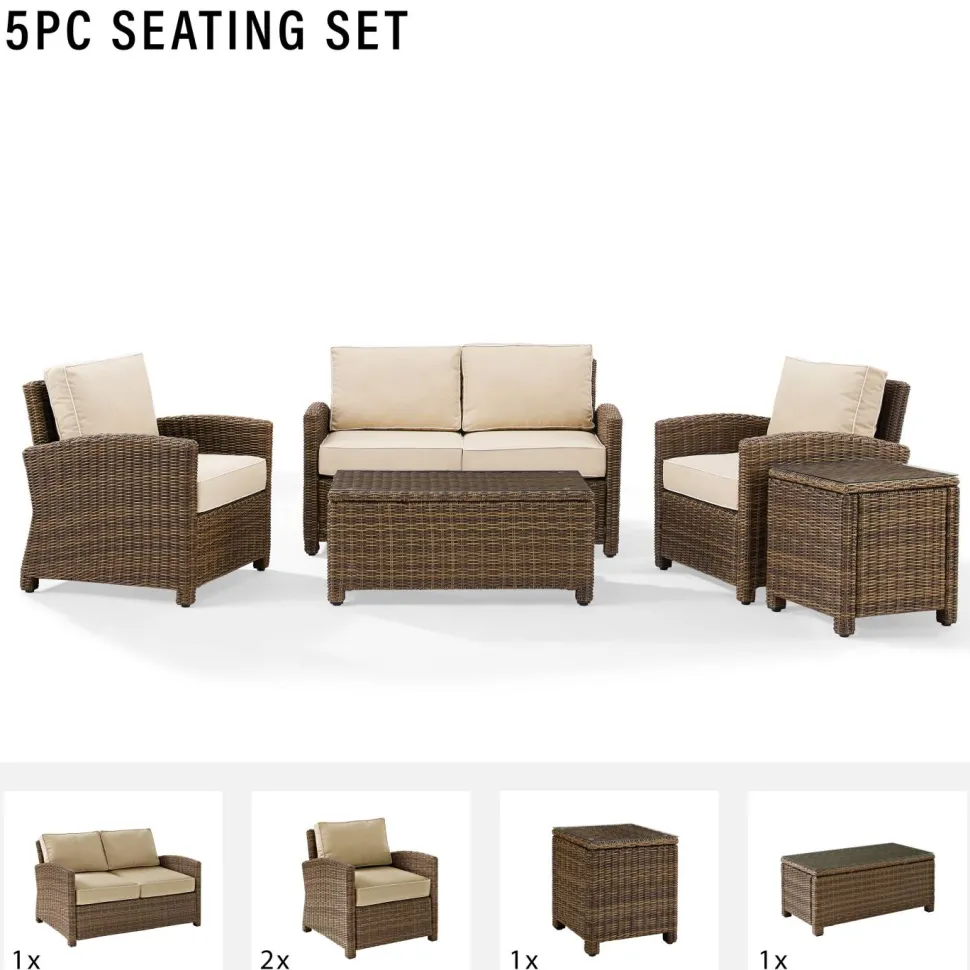 Bradenton 5Pc Outdoor Wicker Conversation Set